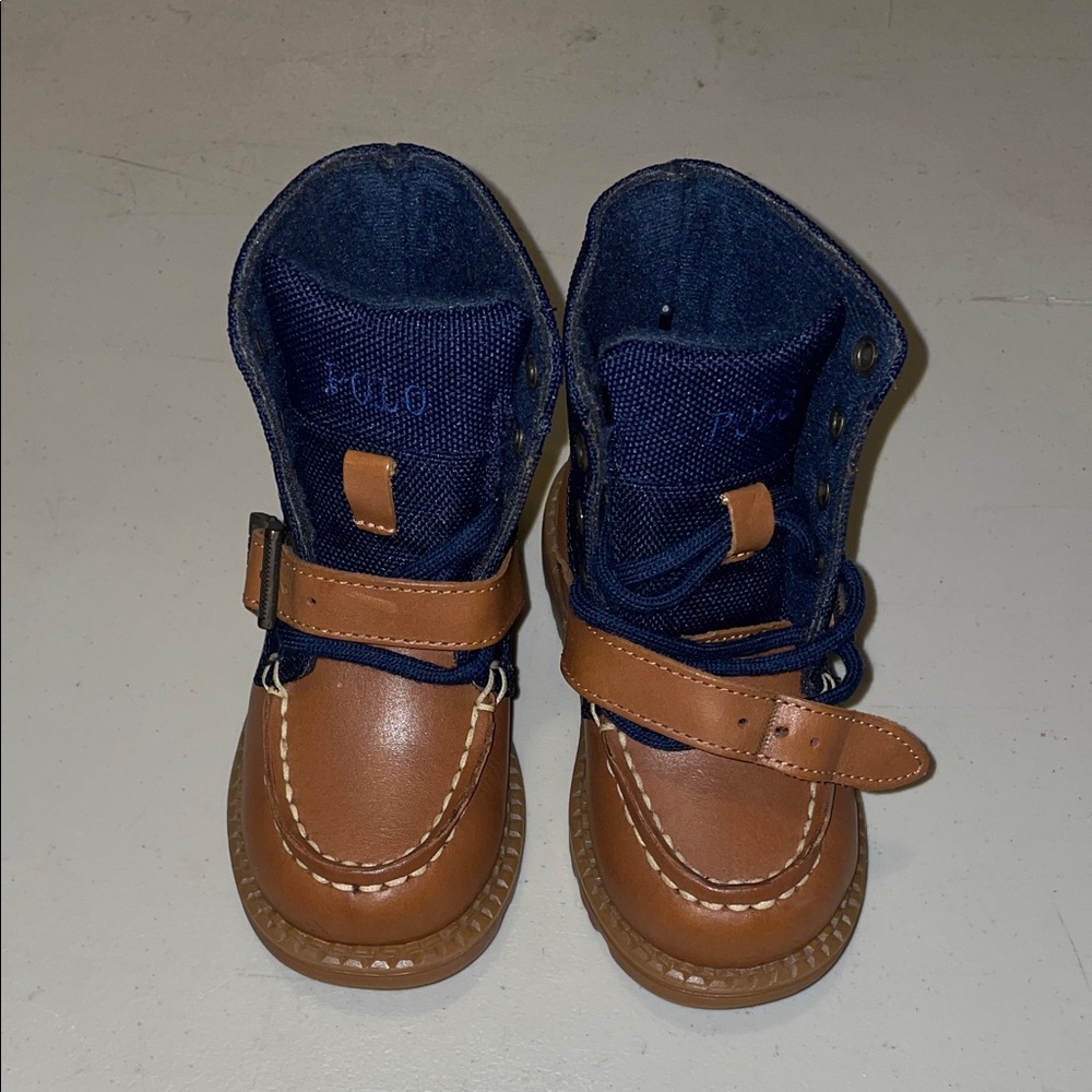 Polo by Ralph Lauren Navy & Tan Kids Boat Boots